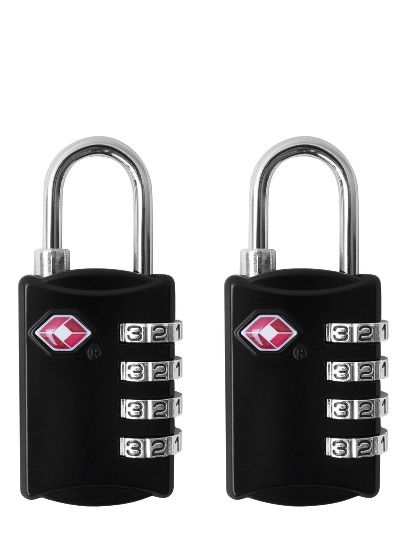 TSA Approved 4 Digit Combination Steel Luggage Locks for Travel, Suitcases & Backpacks - Pack of 2 TSA Luggage Locks