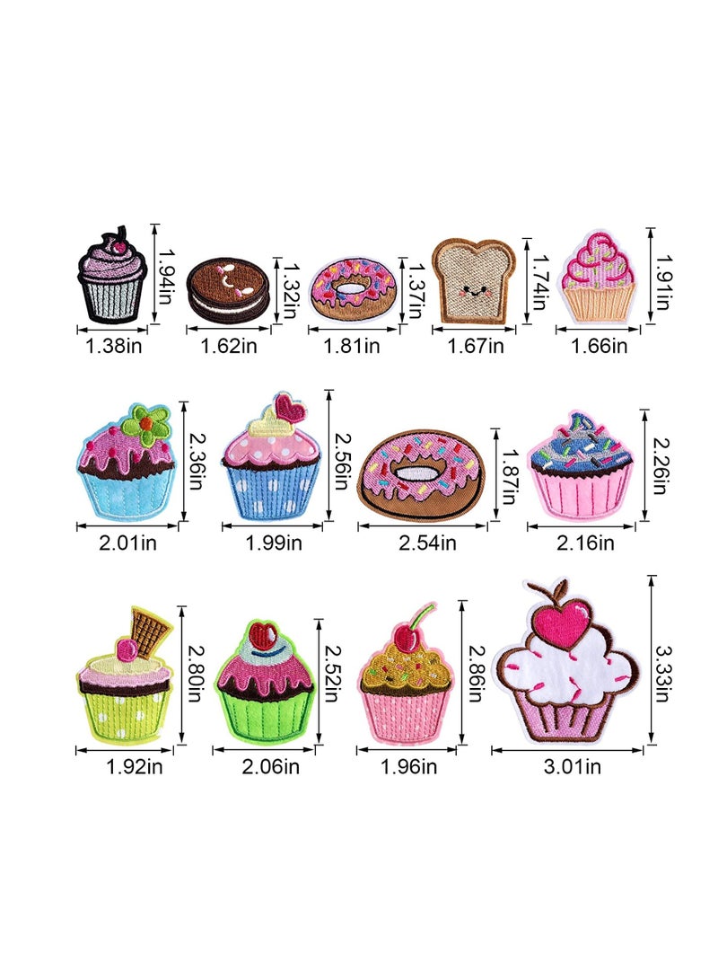 Embroidered Patches 13 Pcs Cupcake Shape Patches Colourful Iron on Patches for Clothing Jackets Bags DIY Sweet Embroidery Patches Cute Sewing Craft Decoration for Jackets Hats Backpacks Jeans