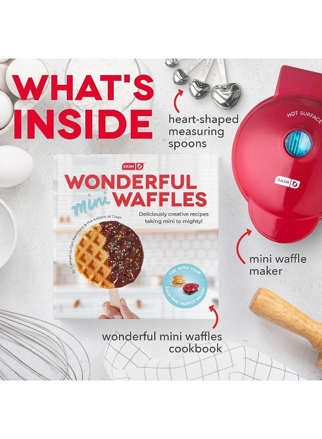 DMWGS001RD Machine for Individual, Paninis, Hash Browns,  other Mini waffle maker, 4 inch, Red Gift Set