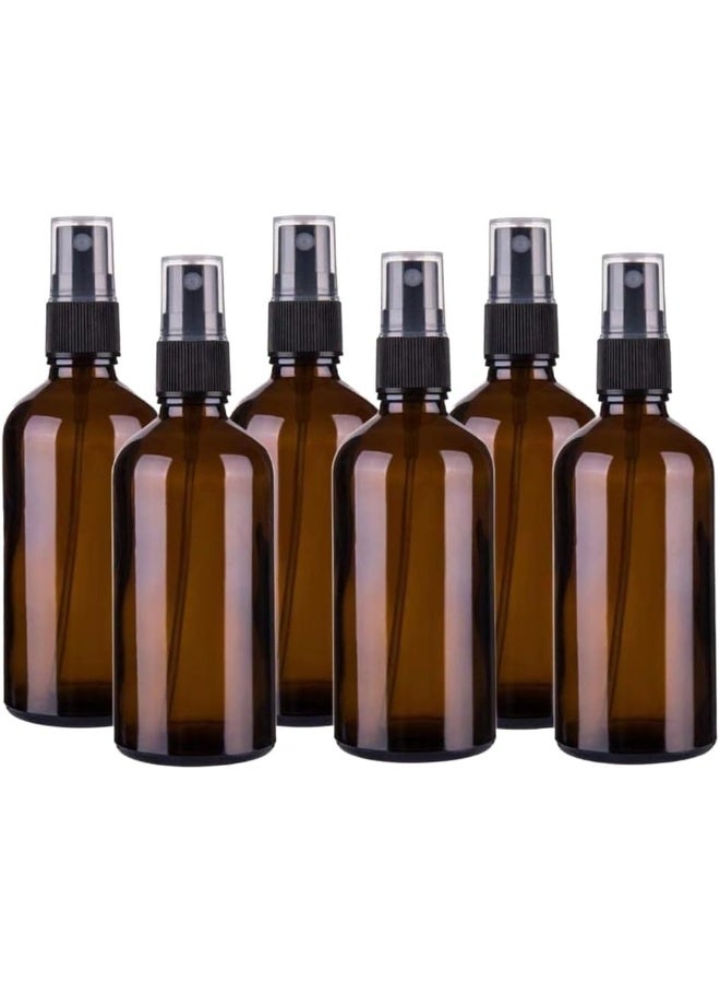 Brown Glass Spray Bottle With Diffuser 100Ml 2.5X2.5X 6 Cm Set Of 12 Pieces