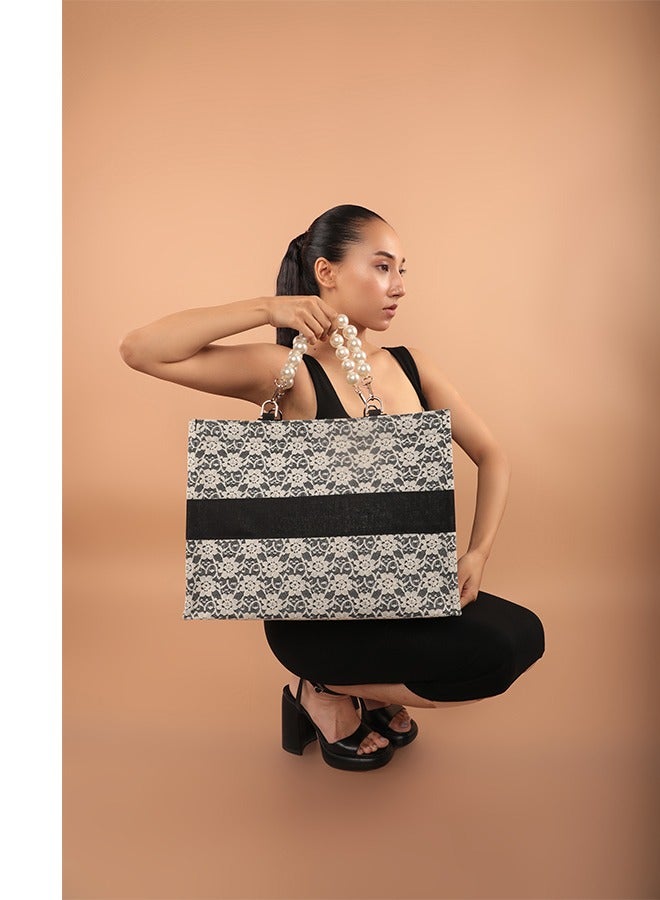 Audrey Lace Tote Bag Black