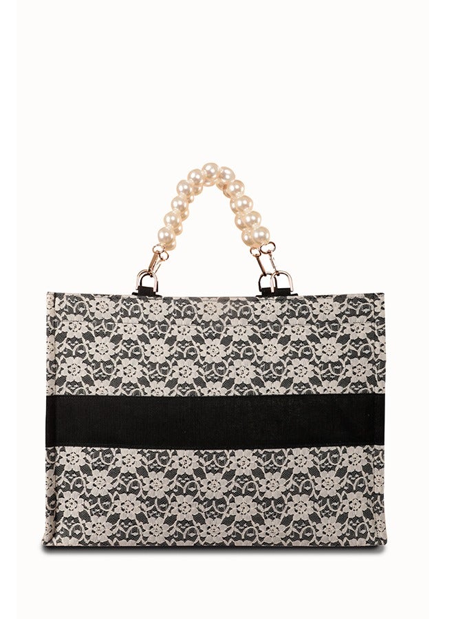 Audrey Lace Tote Bag Black