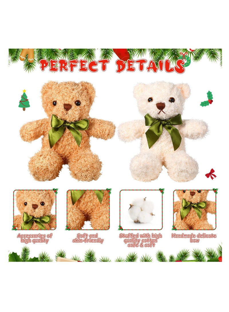 9 Pcs Adroable Plush Bear Stuffed Animals for Kids Birthday Baby Shower Gift Light Brown White 10 Inch Soft Toys