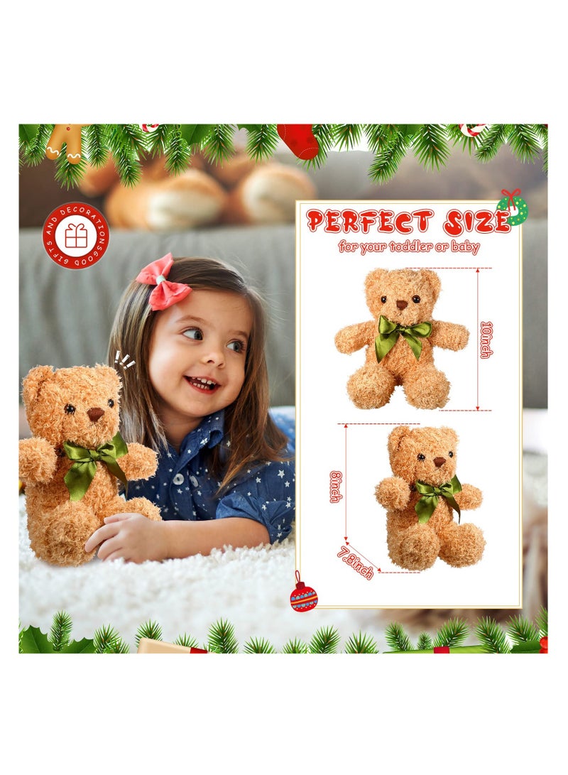 9 Pcs Adroable Plush Bear Stuffed Animals for Kids Birthday Baby Shower Gift Light Brown White 10 Inch Soft Toys