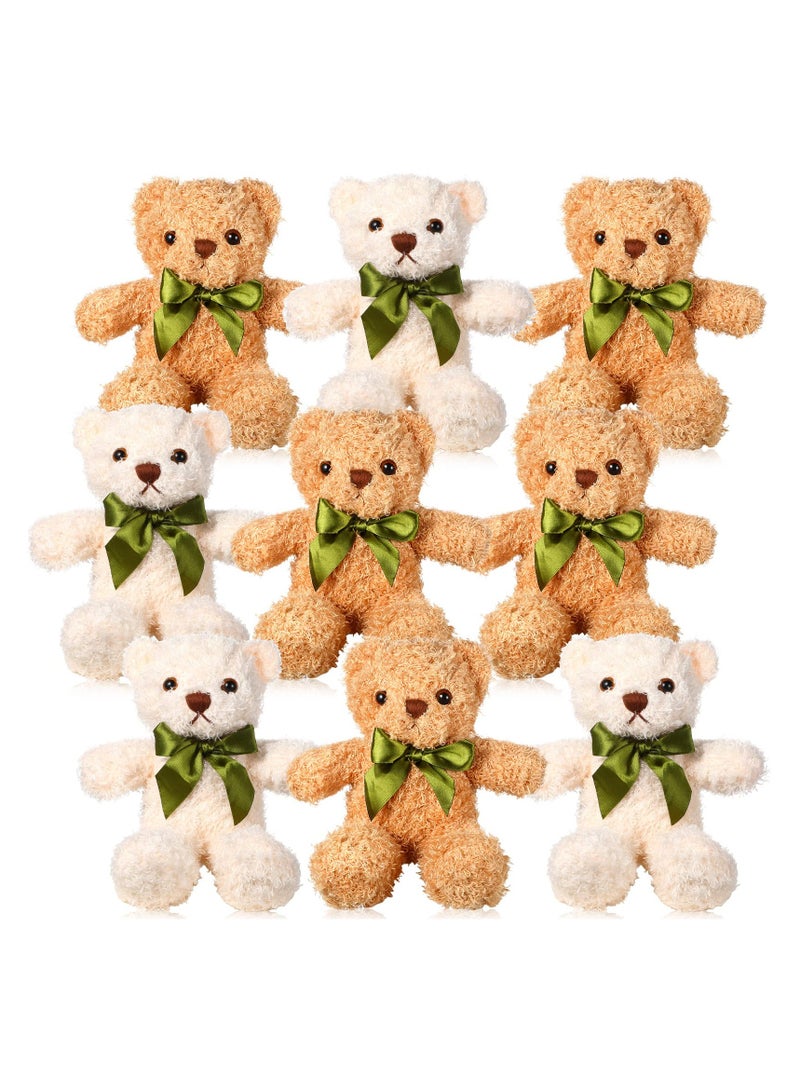 9 Pcs Adroable Plush Bear Stuffed Animals for Kids Birthday Baby Shower Gift Light Brown White 10 Inch Soft Toys