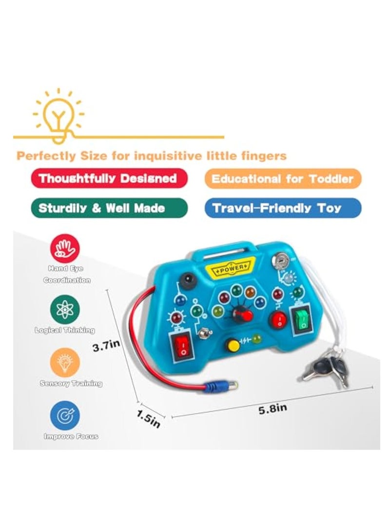 Toddler Busy Board, Led Sensory Board Educational Toys, Montessori Toy for 1-3 Year Old, Kids Sensory Board, Light Switches Toy, Preschool Learning Activities Toy, Fine Activity Motor Skill Travel Toy