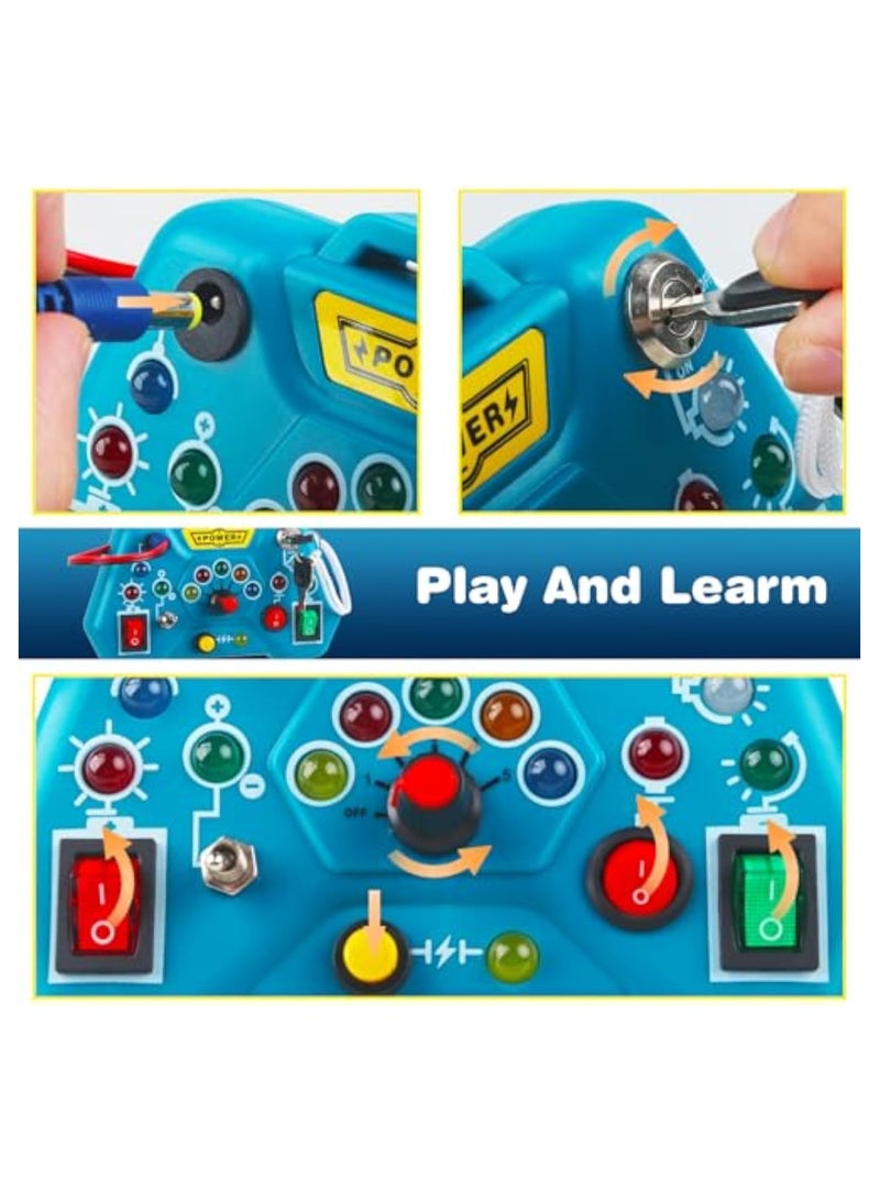 Toddler Busy Board, Led Sensory Board Educational Toys, Montessori Toy for 1-3 Year Old, Kids Sensory Board, Light Switches Toy, Preschool Learning Activities Toy, Fine Activity Motor Skill Travel Toy