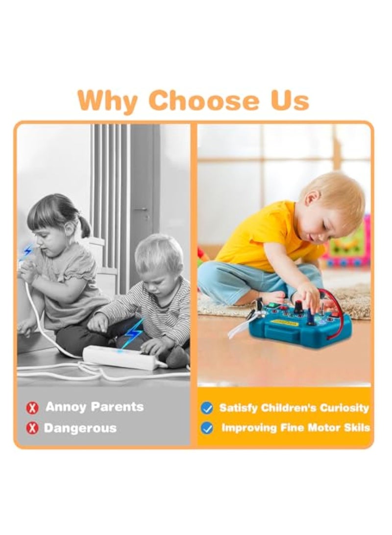 Toddler Busy Board, Led Sensory Board Educational Toys, Montessori Toy for 1-3 Year Old, Kids Sensory Board, Light Switches Toy, Preschool Learning Activities Toy, Fine Activity Motor Skill Travel Toy