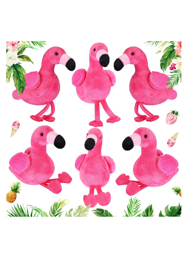 6 Mini Flamingo Plush Toys 55 Inch Ideal for Keychain Birthday Party Favors and DIY Crafts Rose Red