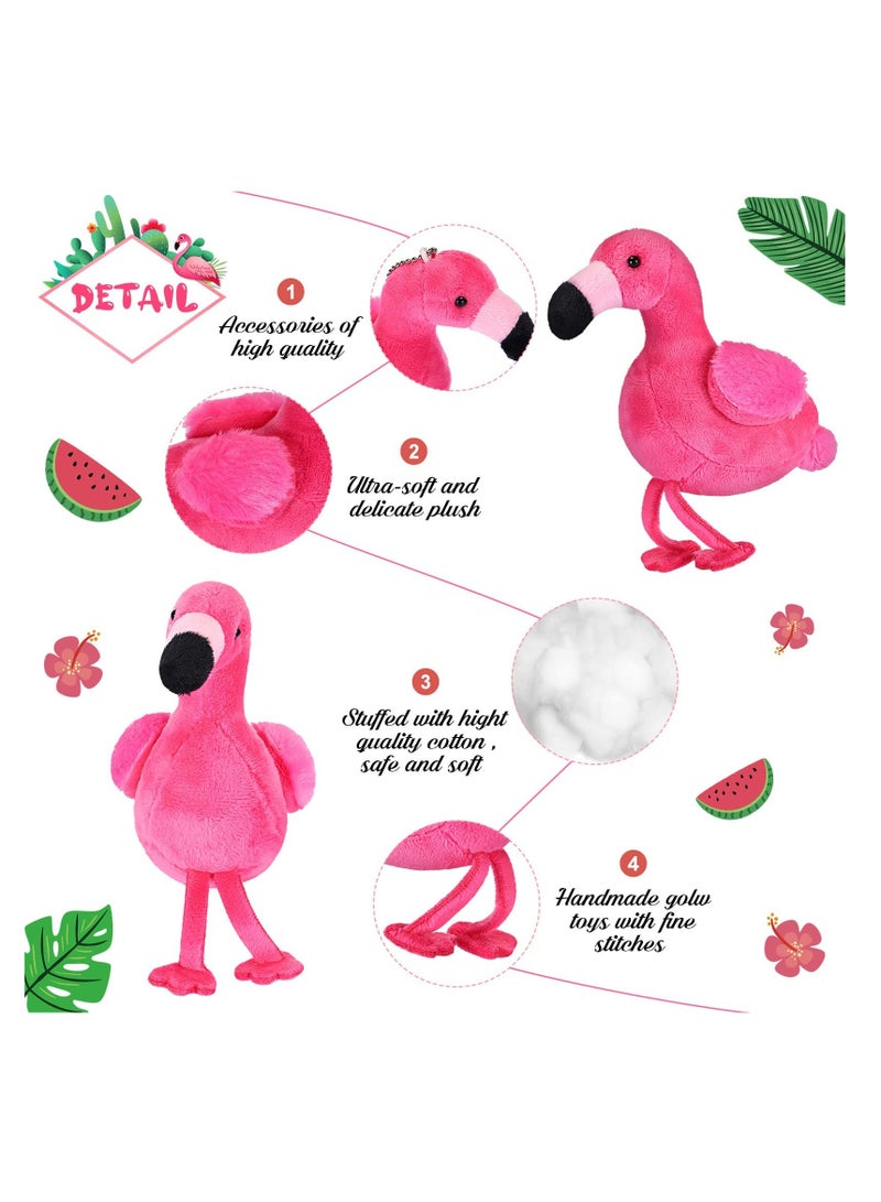 6 Mini Plush Flamingo Keychain Ornaments for DIY Birthday Party Favors 55 Inch Adorable Flamingo Stuffed Toys Rose Red