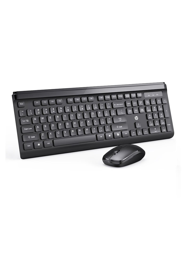 CS500 wireless keyboard and mouse combo with 104 keycaps keyboard, plug & play, ergonomic design mouse for office home computer pc laptop black