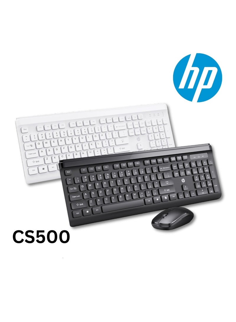 CS500 wireless keyboard and mouse combo with 104 keycaps keyboard, plug & play, ergonomic design mouse for office home computer pc laptop black