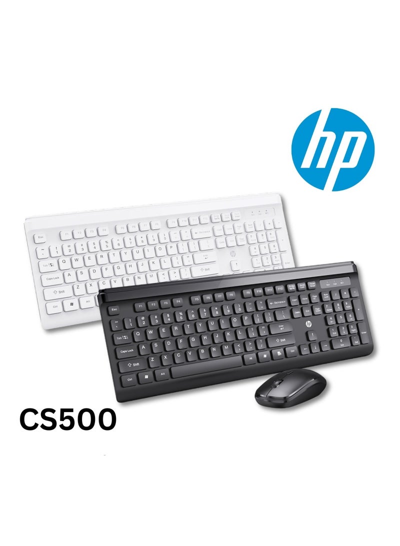 CS500 wireless keyboard and mouse combo with 104 keycaps keyboard, plug & play, ergonomic design mouse for office home computer pc laptop WHITE