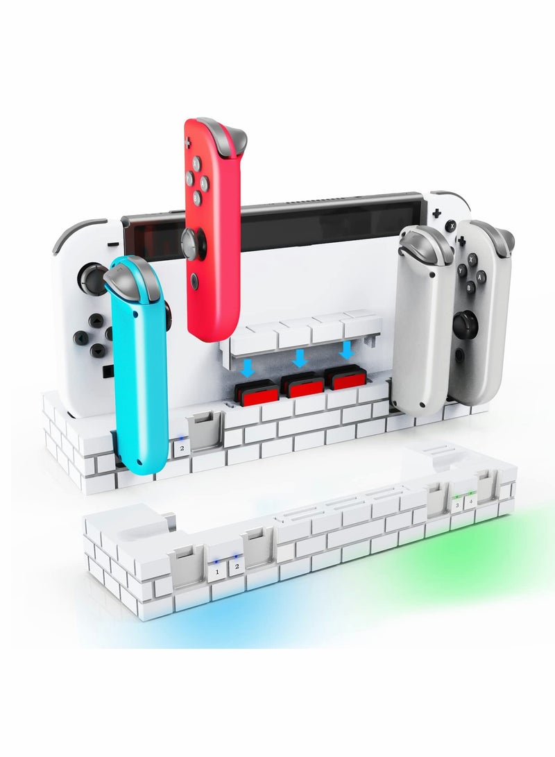 Joy-Con Charging Dock for Switch/Switch OLED - Charge 1-6 Joy-Cons & Store 8 Game Cards - Efficient Joy-Con Controller Charger and Holder.