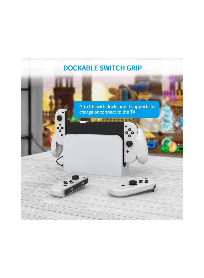 Ergonomic Hand Grip for Switch OLED/Dockable Switch, Comfort Fit for Nintendo Switch, Supports TV Connection (White) - Perfect for Enhanced Gaming Experience.