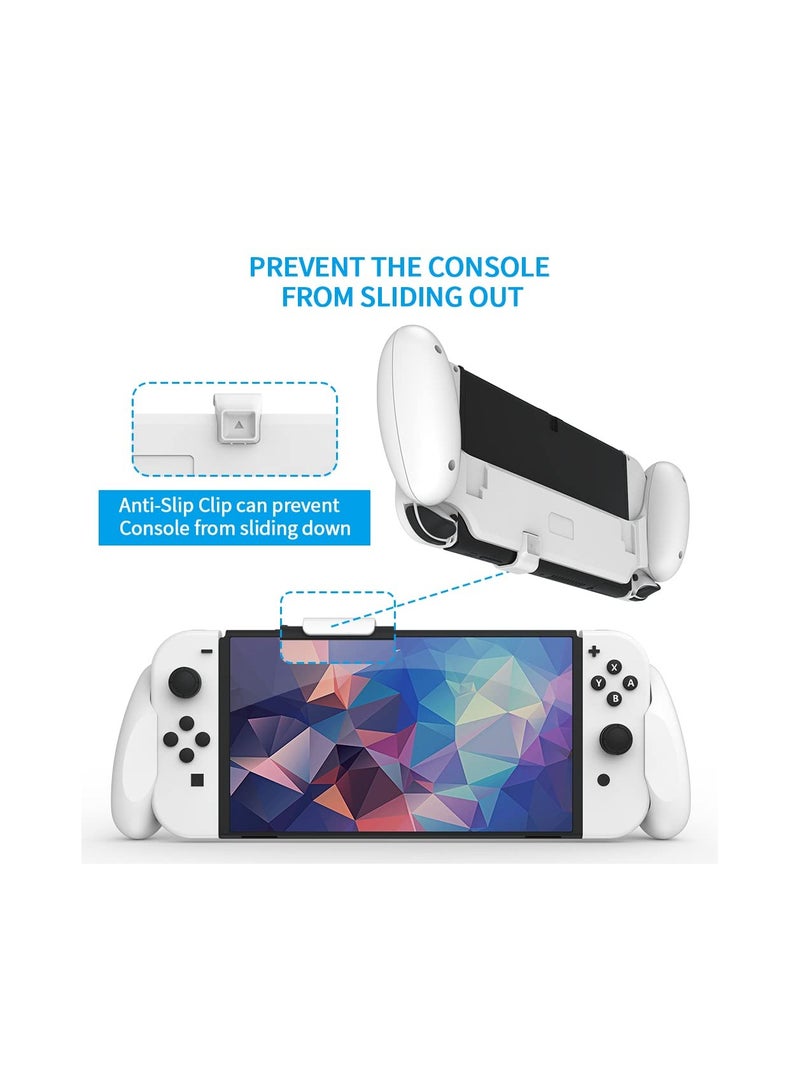 Ergonomic Hand Grip for Switch OLED/Dockable Switch, Comfort Fit for Nintendo Switch, Supports TV Connection (White) - Perfect for Enhanced Gaming Experience.