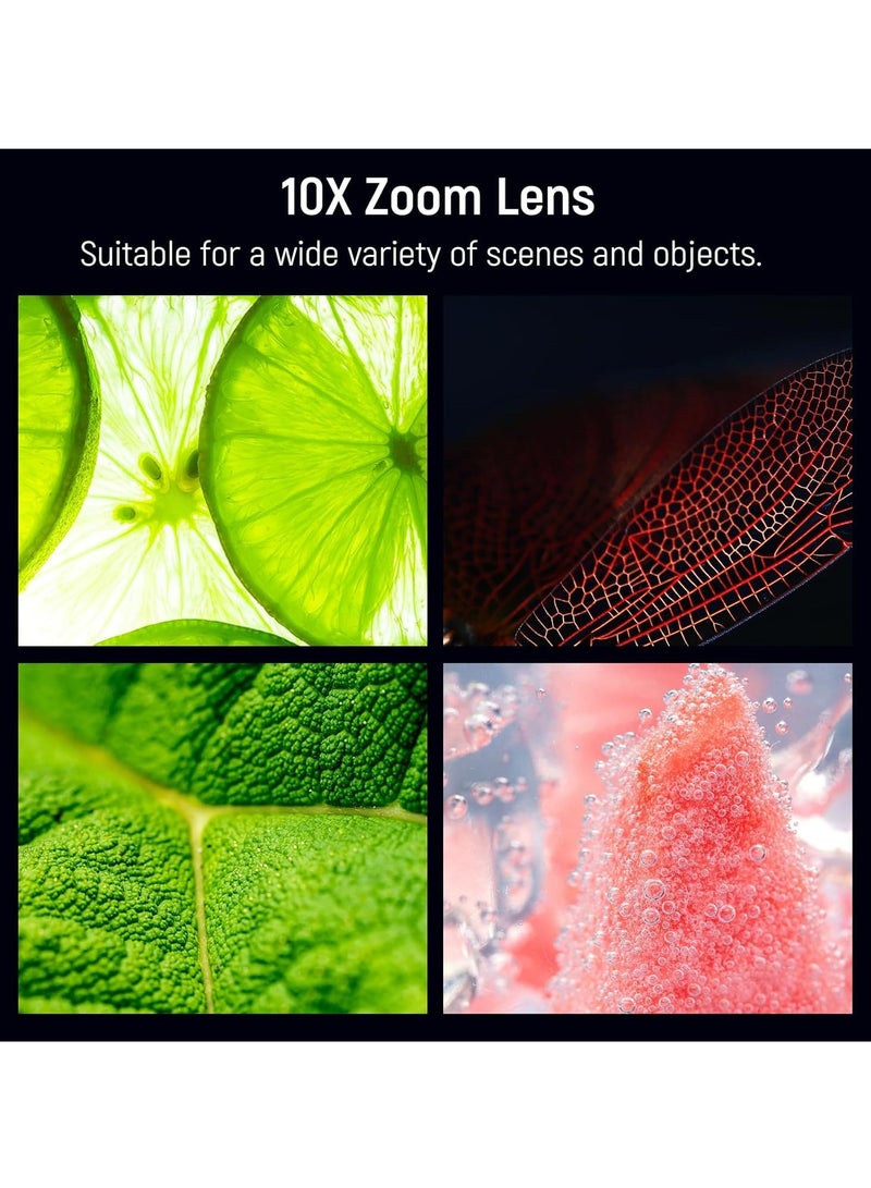 10X HD Macro Lens for Phones with Detachable Diffuser Hood, Compatible with 17mm Thread Backplate for SmallRig iPhone and Samsung Phone Cages with 17mm Lens Adapter.