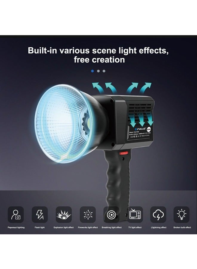PULUZ 60W COB Handheld Photography Live Streaming Vlog Video Recording Bi-Color LED Light (Color: Black)