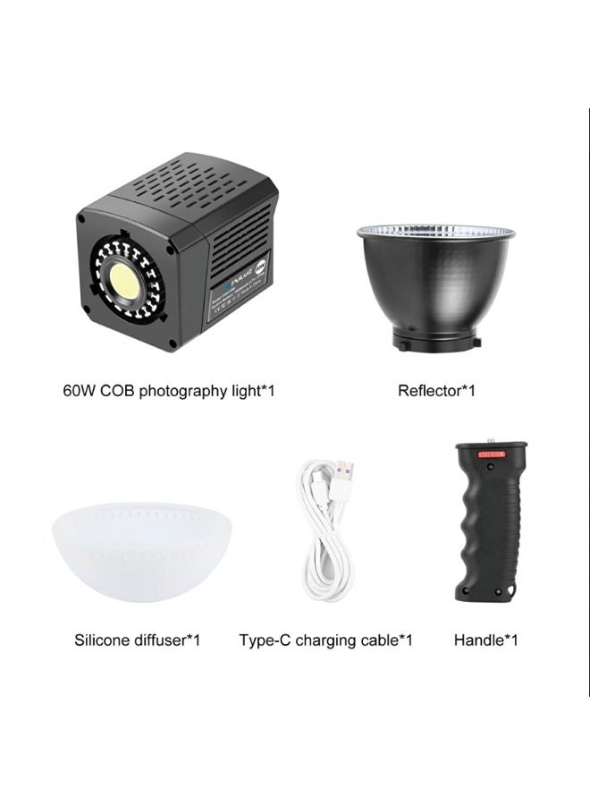 PULUZ 60W COB Handheld Photography Live Streaming Vlog Video Recording Bi-Color LED Light (Color: Black)