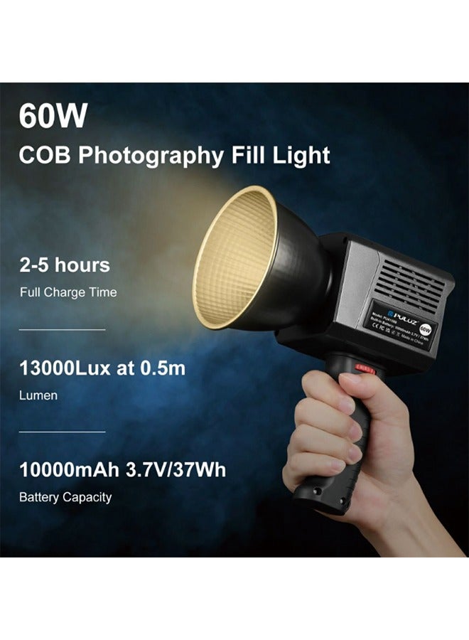 PULUZ 60W COB Handheld Photography Live Streaming Vlog Video Recording Bi-Color LED Light (Color: Black)
