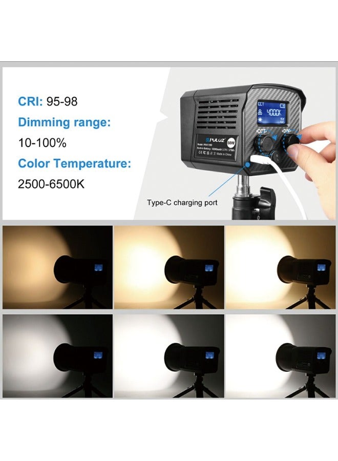 PULUZ 60W COB Handheld Photography Live Streaming Vlog Video Recording Bi-Color LED Light (Color: Black)