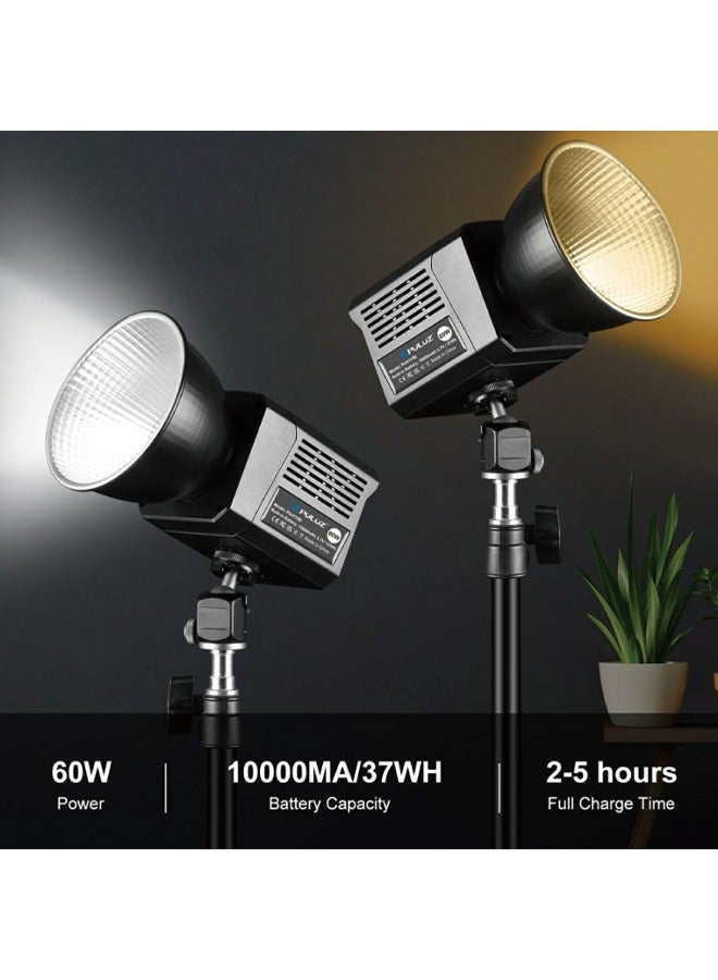 PULUZ 60W COB Handheld Photography Live Streaming Vlog Video Recording Bi-Color LED Light (Color: Black)