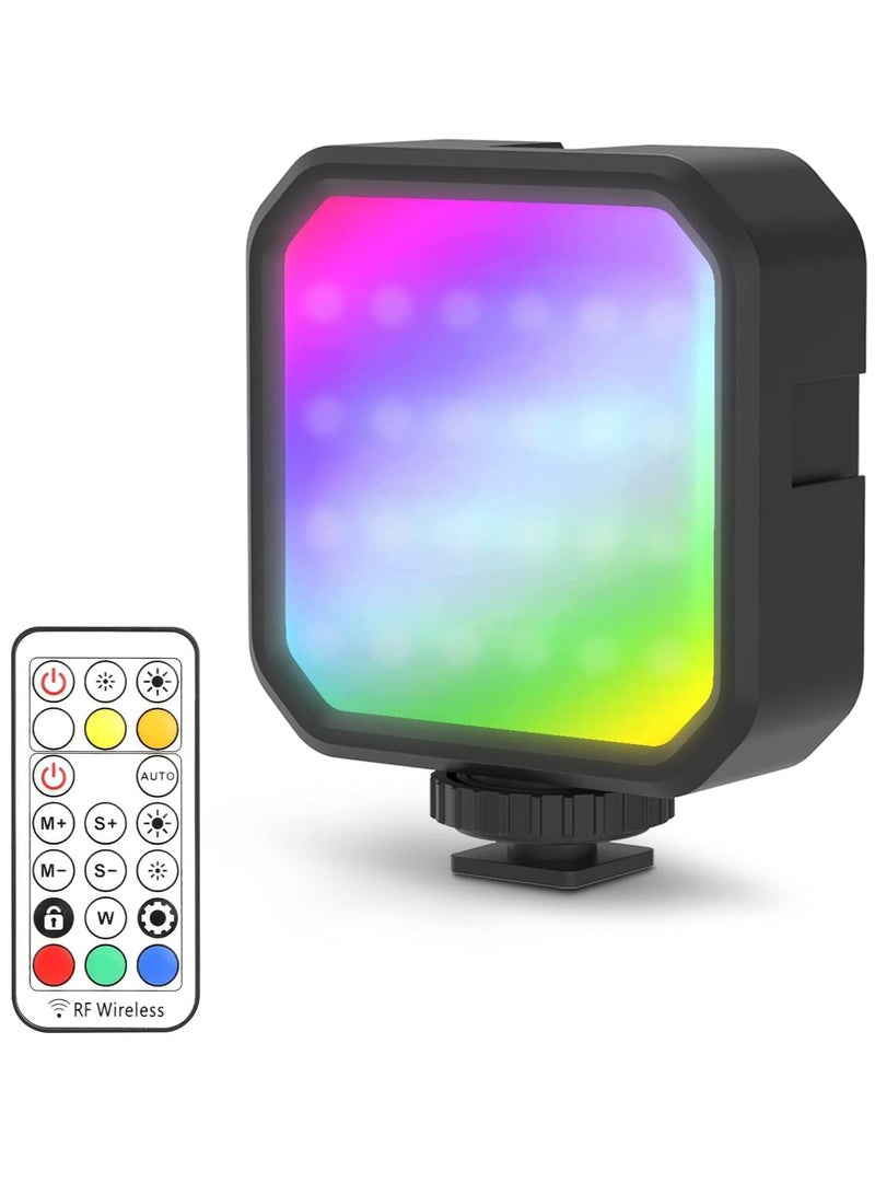 RGB LED Video Light,with Remote Control, 360°Full Color Camera Light with 3 Cold Shoe, 2000mAh Rechargeable Photography Light 3000k-7000K Dimmable Panel Lamp for YouTube/TikTok/Vlog/Photography