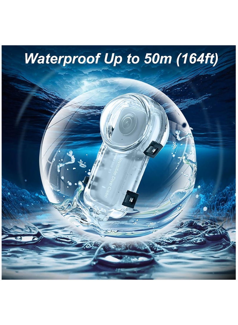 Invisible Dive Housing Case for Insta360 X3 - Waterproof & Scratch-Resistant, 50m (164ft) Underwater Protective Shell with Enhanced Bracket Accessories for Deep-Sea Exploration and Photography.