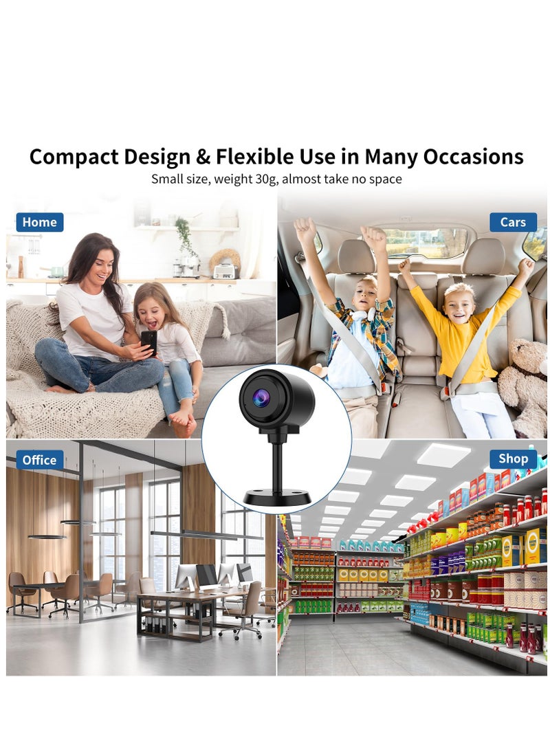 Tiny WiFi Camera for Home Security 1Pcs, Portable Battery Operated Camera with IR Night Vision, Human Detection, 136° Wide Angle, Baby Monitor Small Motion Activated Camera