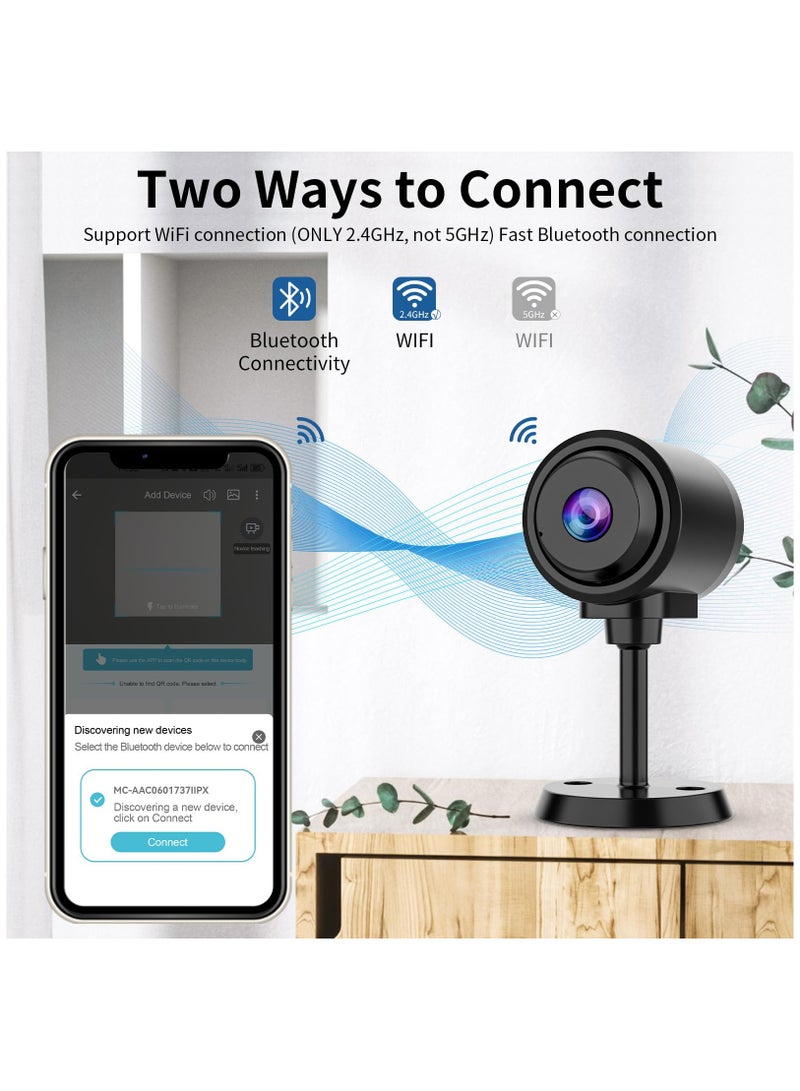 Tiny WiFi Camera for Home Security 1Pcs, Portable Battery Operated Camera with IR Night Vision, Human Detection, 136° Wide Angle, Baby Monitor Small Motion Activated Camera