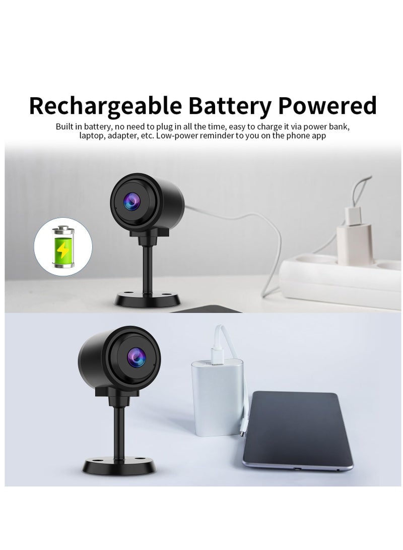 Tiny WiFi Camera for Home Security 1Pcs, Portable Battery Operated Camera with IR Night Vision, Human Detection, 136° Wide Angle, Baby Monitor Small Motion Activated Camera