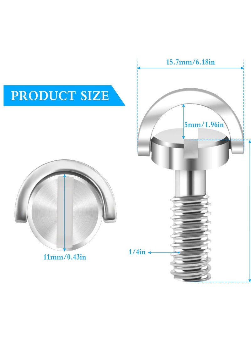 Stainless Steel D-Ring Camera Mounting Screws Set, 5Pcs 0.25 Inch for Tripod and Camera Release