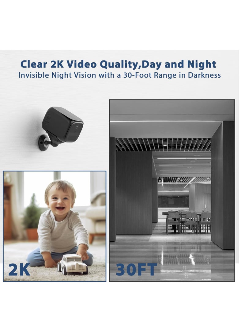 Mini Camera Wireless, Small Security Cameras Wireless Indoor, Cameras for Home Security, Nanny Camera WiFi,150° View,120 Days Standby Battery, Motion Alert, Night Vision,2K Live View,SD/Cloud