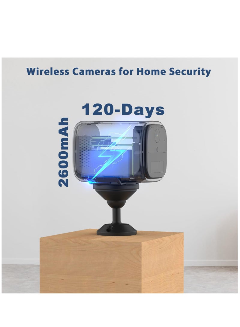 Mini Camera Wireless, Small Security Cameras Wireless Indoor, Cameras for Home Security, Nanny Camera WiFi,150° View,120 Days Standby Battery, Motion Alert, Night Vision,2K Live View,SD/Cloud