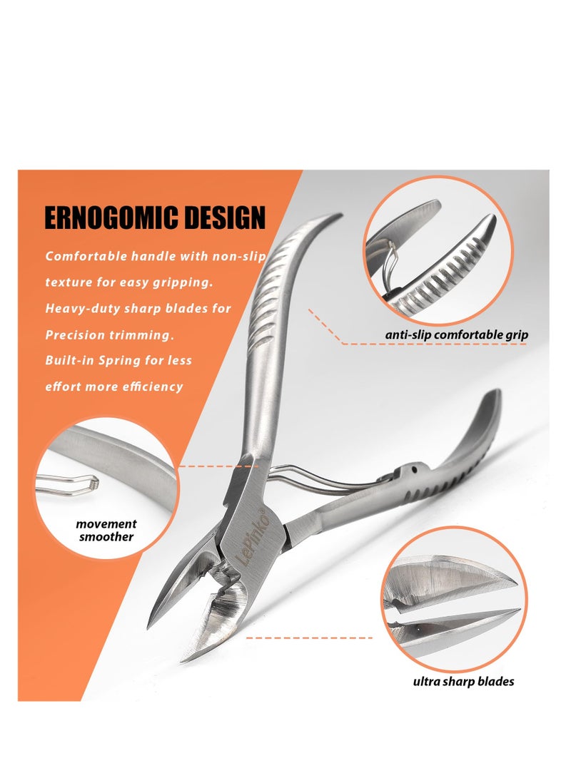 Professional Toenail Tools, Stainless Steel Cuticle Trimmer, Heavy Duty Pedicure Nail Cutter, Suitable for Men Women Seniors
