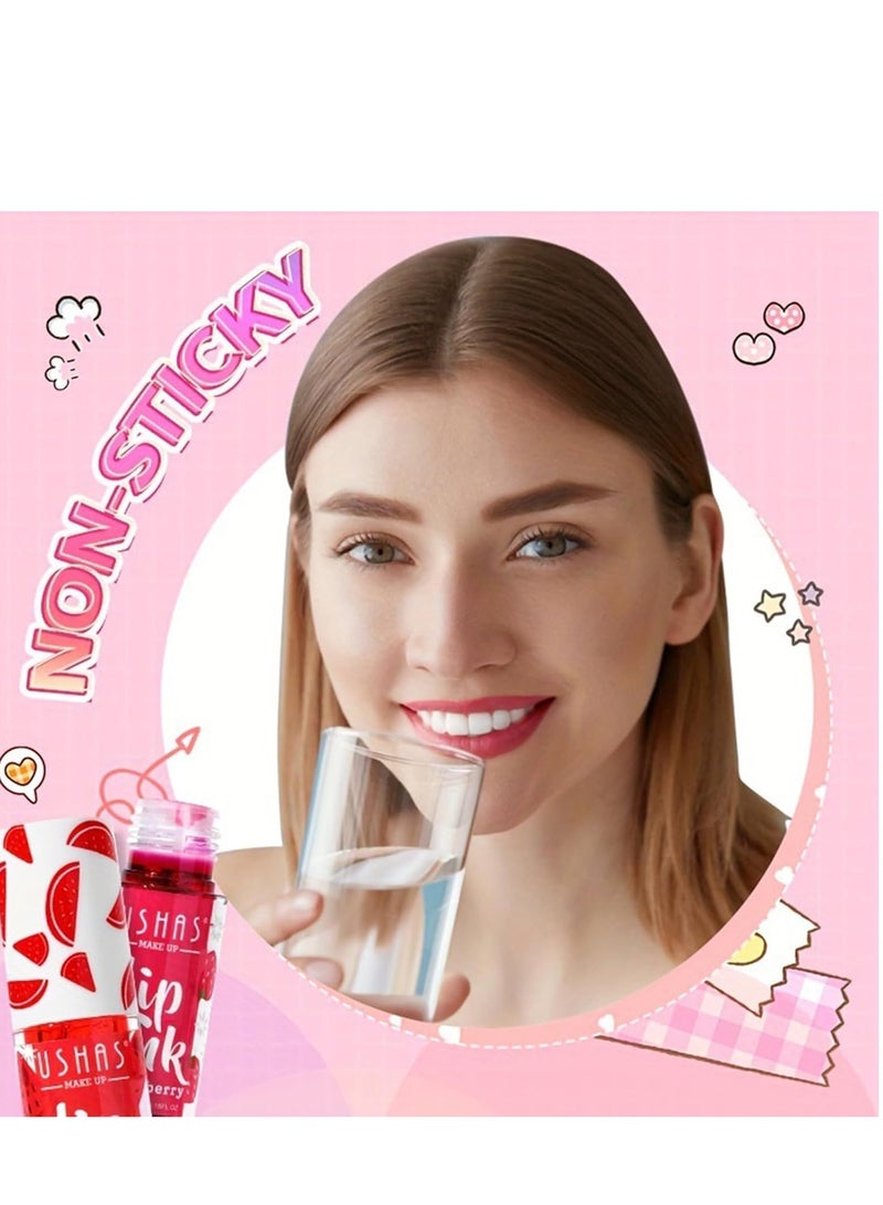 3 Colors Lip Tint Stain Set Velvet Watery Mini Moisturizing Long Wear Non-Sticky Liquid Lipstick Natural Color For Cheeks Makeup