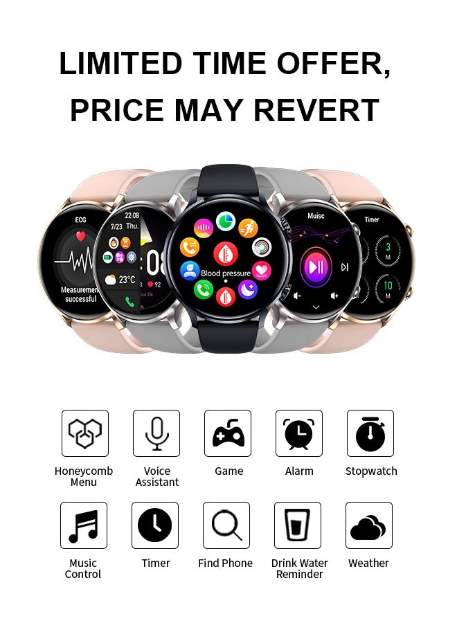 Korean Brand Smart Watch Y5，Business Smartwatch, Waterproof Fitness Watch, Bluetooth Calling, Compatible with Android and iOS,Smartwatch For Men, Zinc Alloy Vacuum Plating, Heart Rate Monitoring，Black