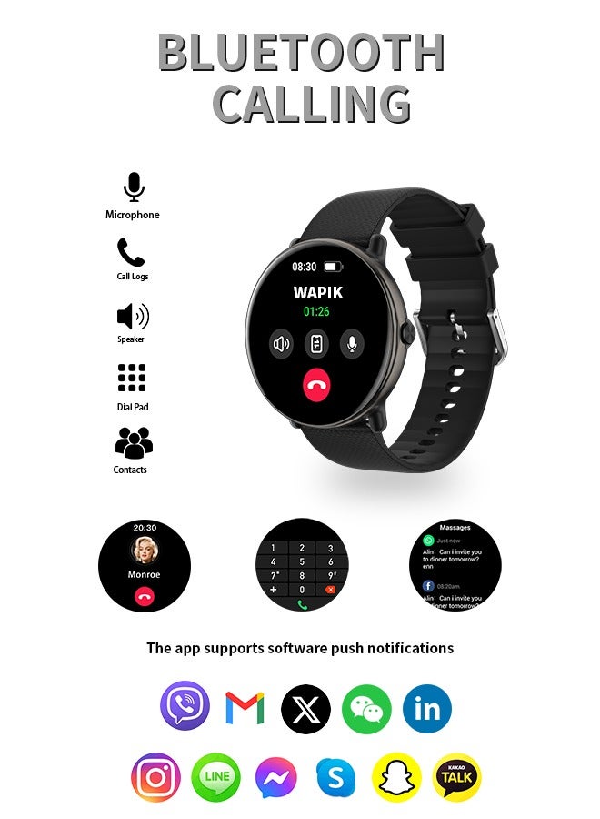 Korean Brand Smart Watch Y5，Business Smartwatch, Waterproof Fitness Watch, Bluetooth Calling, Compatible with Android and iOS,Smartwatch For Men, Zinc Alloy Vacuum Plating, Heart Rate Monitoring，Black