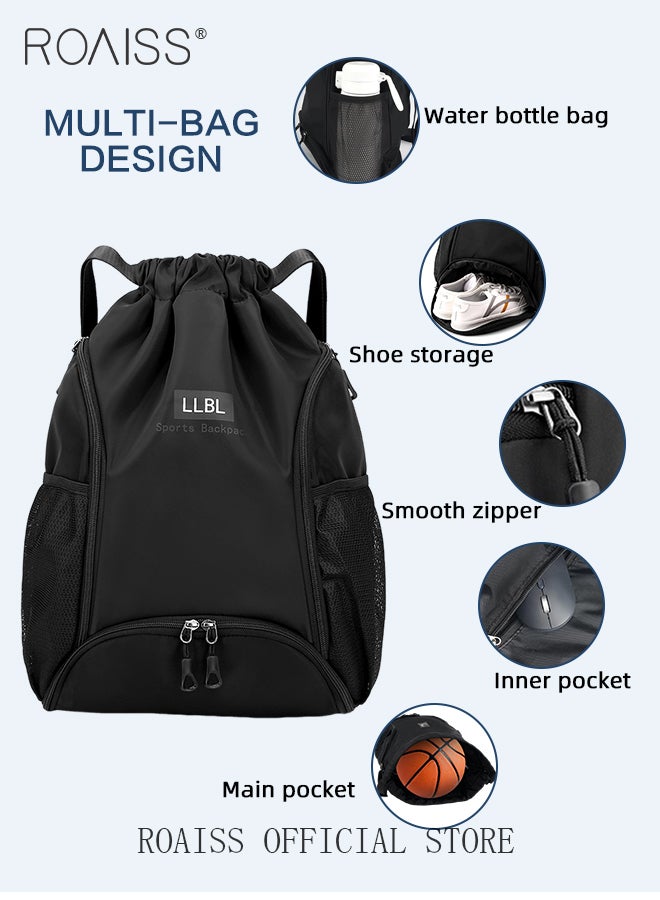 Large Capacity Drawstring Lightweight Backpack for Men and Women Casual Functional Sports Backpack for Basketball Hiking or Gym Unisex Practical Waterproof Daypack for Commute or Sports