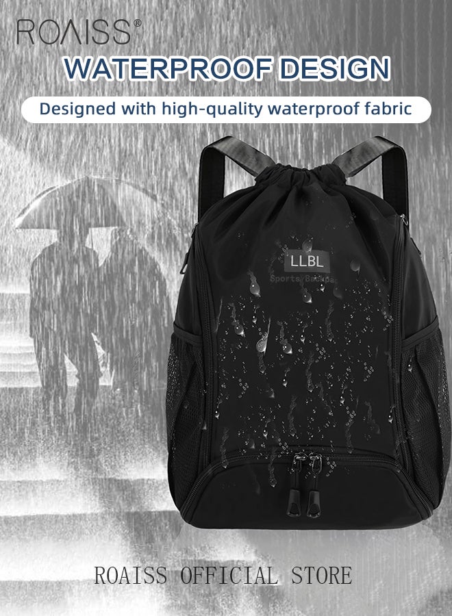 Large Capacity Drawstring Lightweight Backpack for Men and Women Casual Functional Sports Backpack for Basketball Hiking or Gym Unisex Practical Waterproof Daypack for Commute or Sports