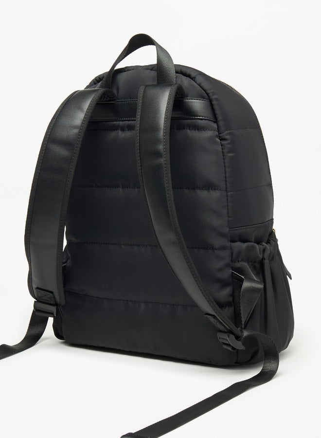 Quilted Backpack with Adjustable Straps and Zip Closure