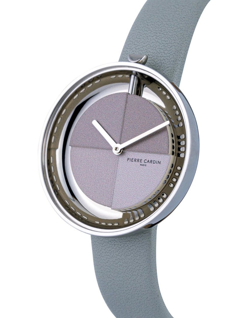 Pierre Cardin Stainless Steel Analog Women's Watch With Grey Leather Band CMA.0005