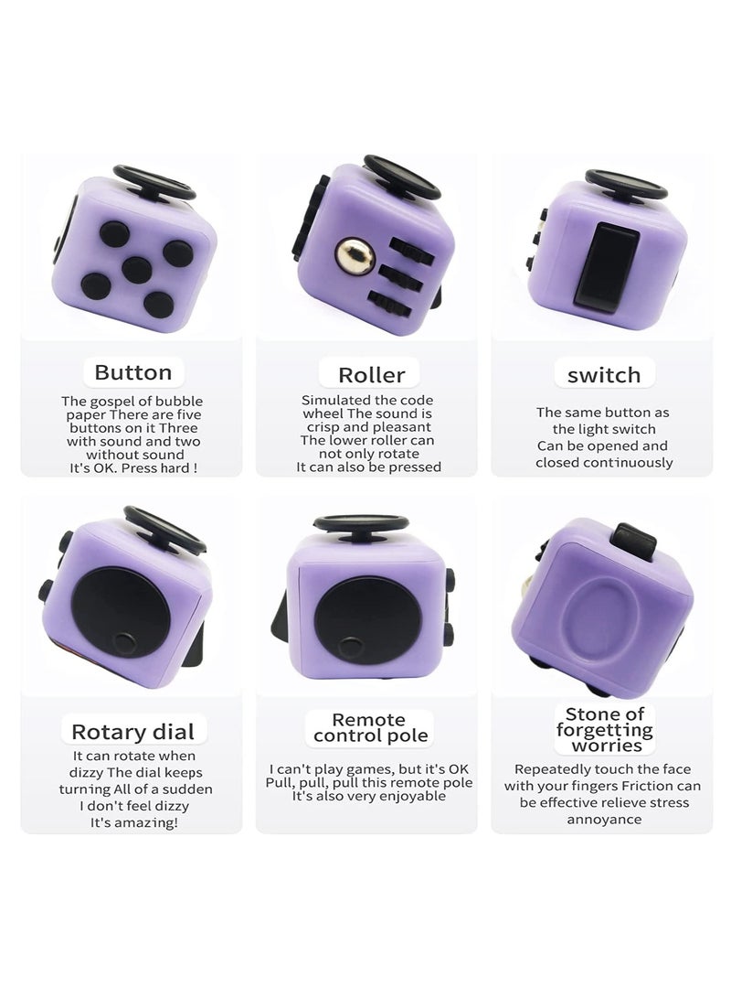 4 Pcs Sensory Fidget Cube Toys for Stress Relief and Anxiety Reduction Suitable Gift for Kids and Adults in Multiple Colors