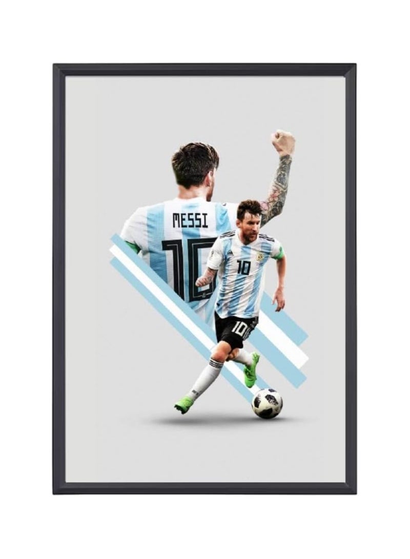 Football Superhero Messi A3 Printed Frame - Stunning Artwork for Any Fan's Collection - Perfect for Football Sports Fan - Gift for Argentina and Messi Fans