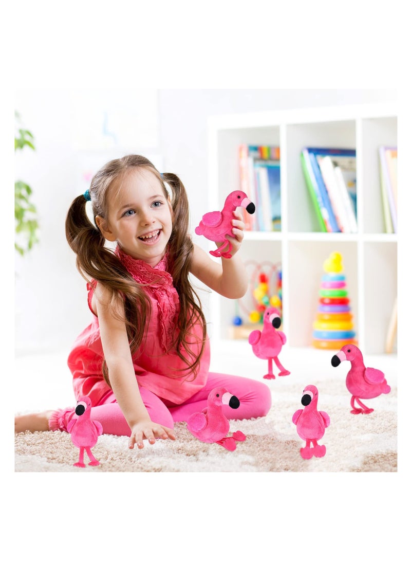 Mini Flamingo Plush Toys Set of 6 55 Inch Keychain Ornaments Suitable for DIY Parties Birthdays Rose Red