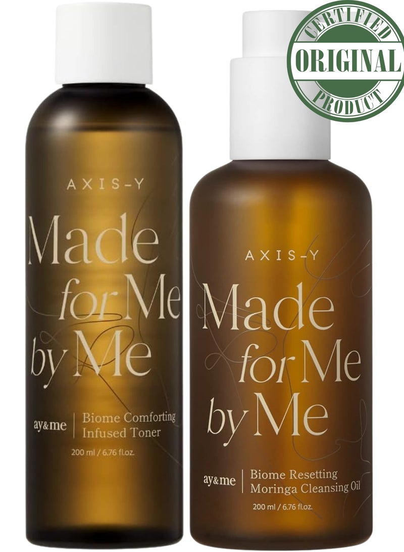 Axis-Y Made for Me by Me Moringa Cleansing Oil – 200 ml & Infused Toner – 200 ml Pack | Deep Cleansing and Hydrating Skin Care Duo