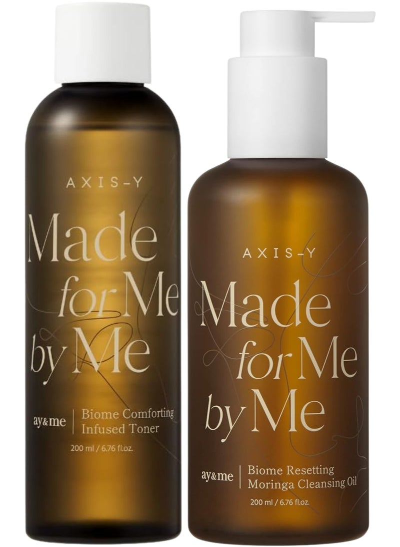 Axis-Y Made for Me by Me Moringa Cleansing Oil – 200 ml & Infused Toner – 200 ml Pack | Deep Cleansing and Hydrating Skin Care Duo