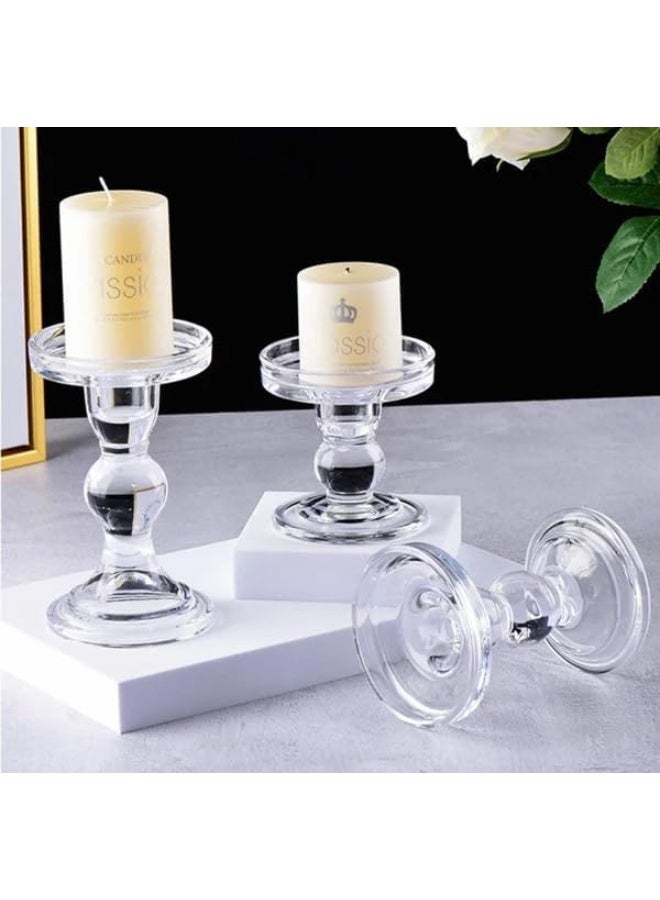 Clear Candle Glass Holder Set Of 3 Pieces For Wedding  And  Events  And  Home Accessories Invite A Piece Of Art Into Your Home 8X8X15Cm Transparent