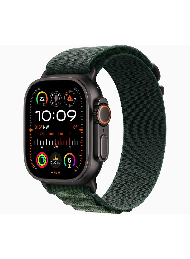 Watch Ultra 2 (2024) GPS + Cellular 49mm Black Titanium Case With Dark Green Alpine Loop - Medium