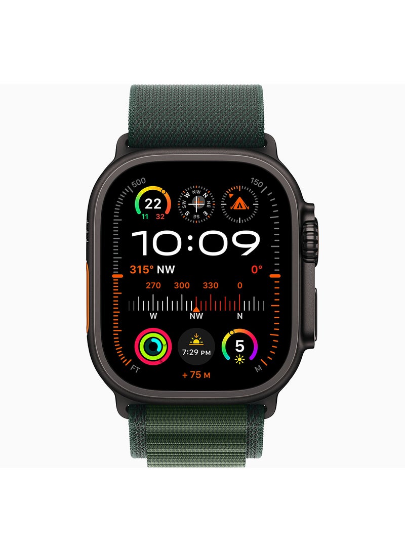 Watch Ultra 2 (2024) GPS + Cellular 49mm Black Titanium Case With Dark Green Alpine Loop - Medium